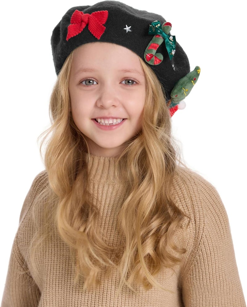 ZLYC Wool Kids Beret Hat Girls Solid Color Artist French Beret Cap - Image 2